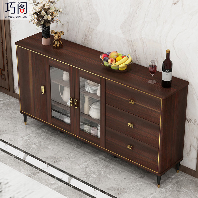 New Chinese Dining Cabinet Solid Wood Frame Modern Minimalist Living-room Wine Cabinet Light Lavish Tea Water Cabinet Light Lavish Kitchenette Bowls Tray Cabinet