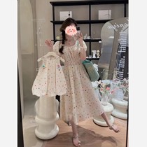 French puff sleeves colorful polka dot mother and child dress sweet and comfortable waist-slimming and age-reducing versatile long skirt for women in summer