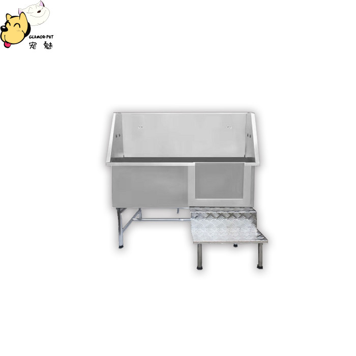 Stainless steel dog washing pool thickened and deepened non-slip bath tub pet shop dedicated cat and dog bath tub can be customized pet charm