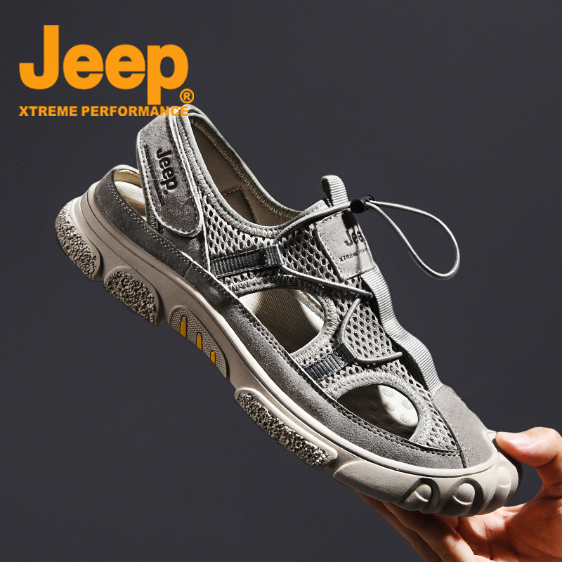 jeep men's shoes Baotou sandals men's 2022 Summer new outwear trendy soft bottom non-slip Cave beach shoes 100 hitch