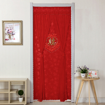 Wedding supplies big red door curtain double-layer dowry bedroom wedding room home lace anti-mosquito partition decorative curtain free of punching