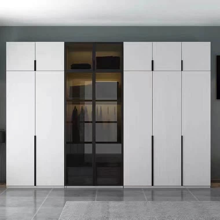 Minimalist narrow edge glass door Aluminum alloy cabinet door Wardrobe flat door bookcase door Wine cabinet door Tempered glass door