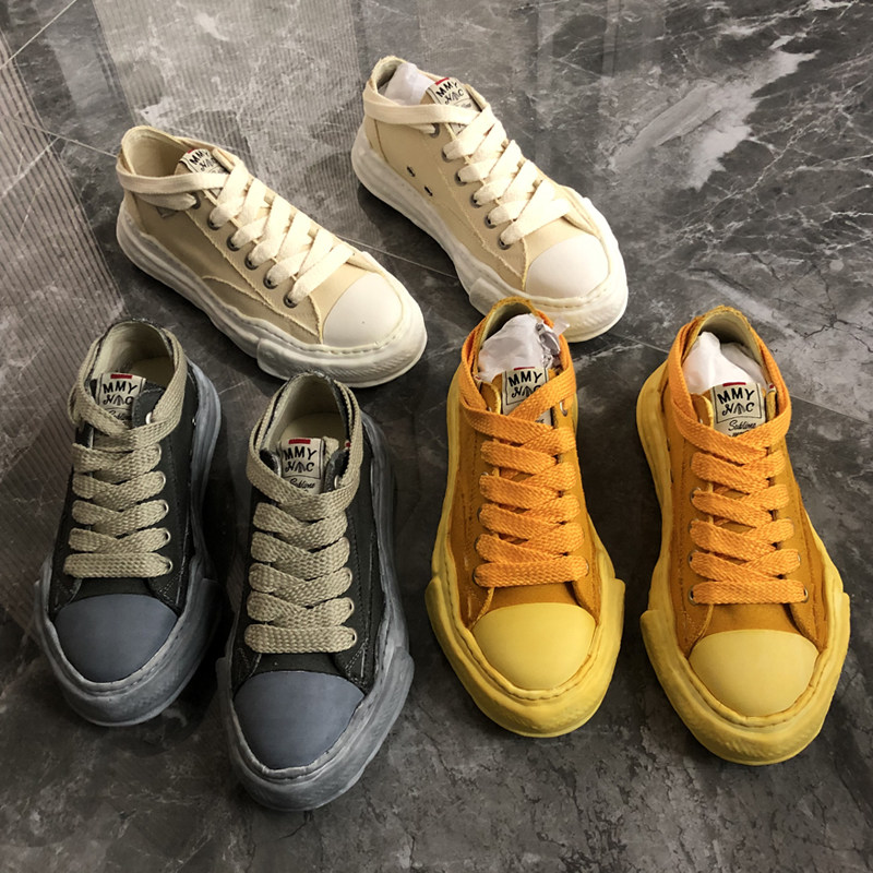 New Mihara Kangyu canvas shoes dissolve shoe heel straps MMY washed shoes men and women thick bottom heightening casual shoes