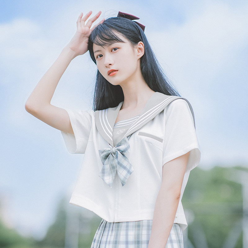West of Summer City (Zogano) Kansai A sailor to serve original genuine JK uniform with three white veins cherry blossom embroidery