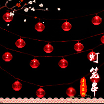 New Year Spring Festival plug-in crystal luminous LED small red lantern string spring word Chinese knot string light indoor scene decoration