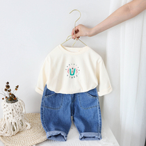  Baby T-shirt Spring and Autumn 1-4 years old boys all-match long-sleeved bottoming shirt Infant spring top Childrens Western style T-shirt