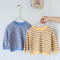  Boys striped sweater spring and autumn 1-4 years old baby loose spring childrens all-match bottoming shirt Baby spring top