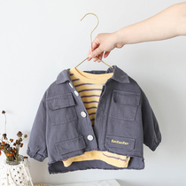  Boys  jacket Spring and Autumn tide 1-4 years old baby western style autumn top Baby loose cardigan jacket Childrens Korean version
