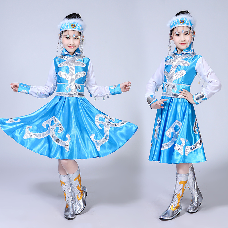  Children's Performance Costume Ethnic Minority Mongolian Dance Skirt Kindergarten Girl Performance Clothing Girl Mongolia