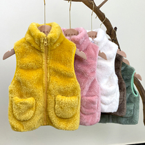 Childrens vest coral fleece autumn and winter plus velvet baby double-sided plush thickened warm boys and girls polar fleece vest winter