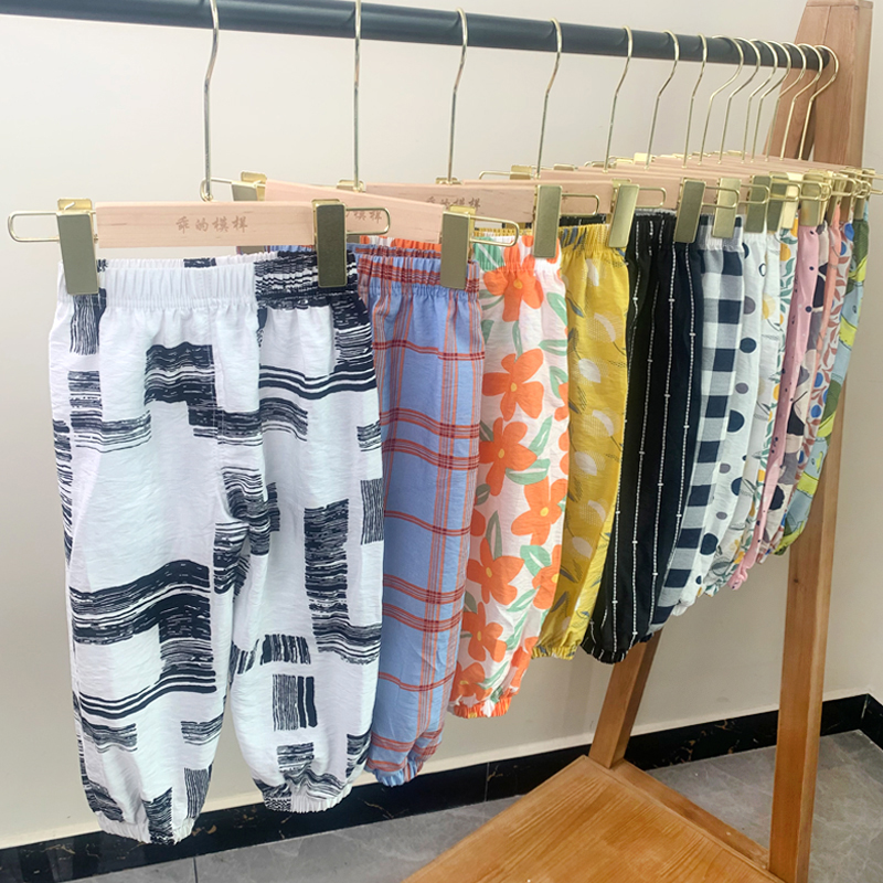 Boys and girls anti-mosquito pants ice silk cotton linen summer thin children's anti-mosquito pants air-conditioning pants baby lantern pants summer clothes