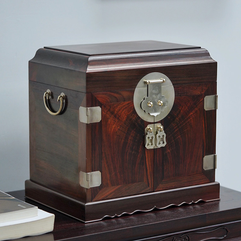 Lao Grand Red Acid Branch Wood Official Leather Case Red Wood First Decorated Case High-end Solid Wood Retro Jewelry Jade Collection Containing Box-Taobao