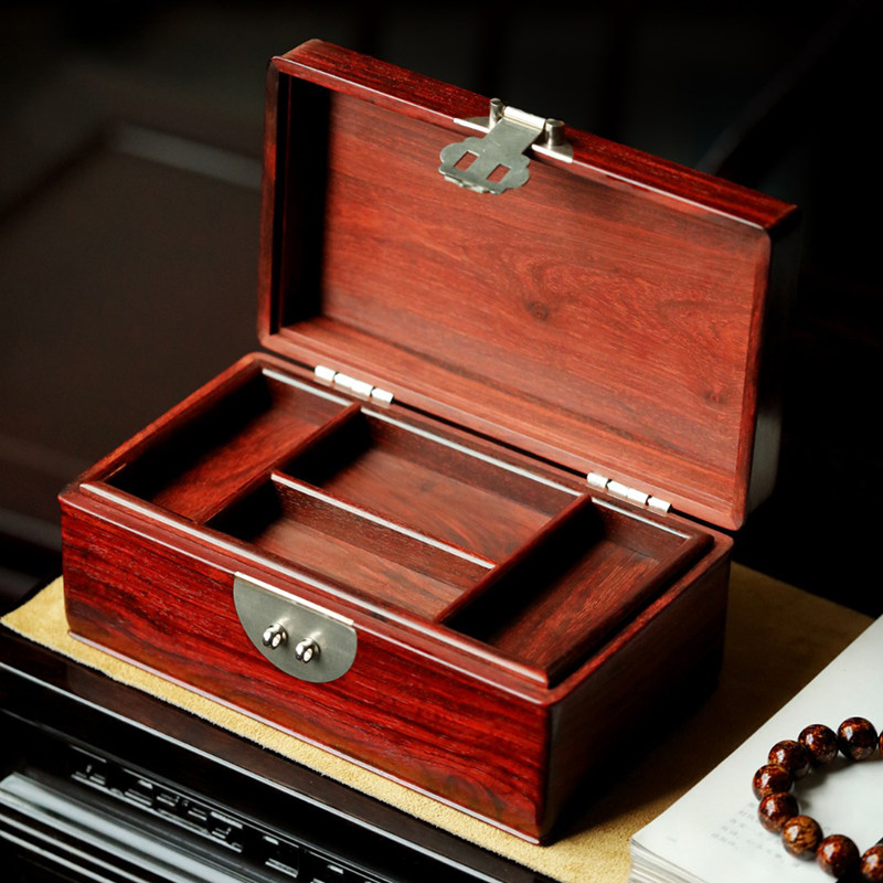 Indian small leaf purple sandalwood first decorated box Chinese mortise and tenon solid wood containing box wedding gift red wood dresser Baobao box-Taobao