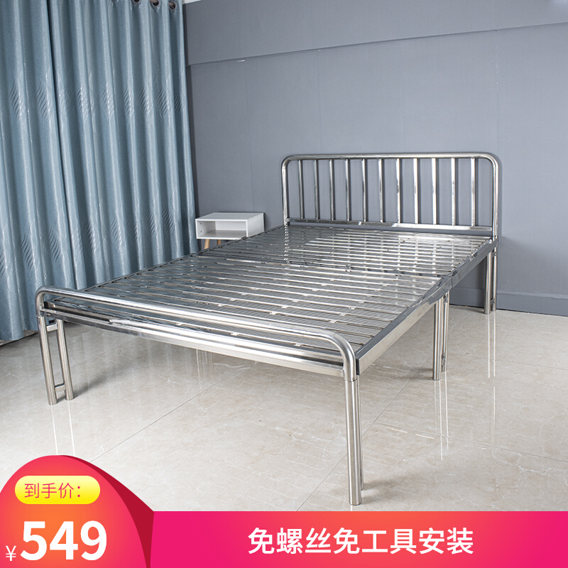 Tool-free installation of stainless steel sheet double 1 2 m 1 5 m 1 8 m princess bed mute bed board one