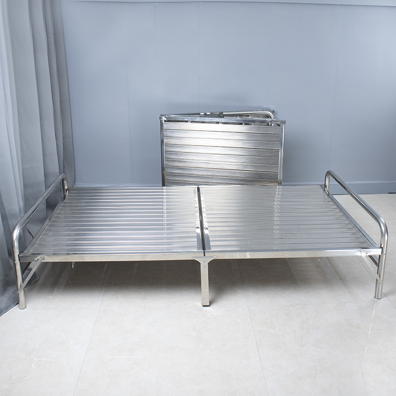 Fully dense stainless steel folding bed 1m 1 2m 1 5 single simple thickened bold no-installation lunch break bed - Taobao