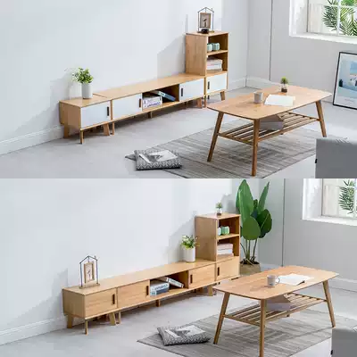 Nanzhu TV cabinet modern simple living room small apartment mini coffee table combination bedroom solid wood floor cabinet TV cabinet