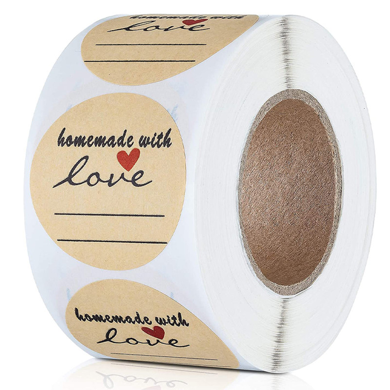 2 inches 5 cm exquisite kraft paper students handmade love seal sticker writing line can label