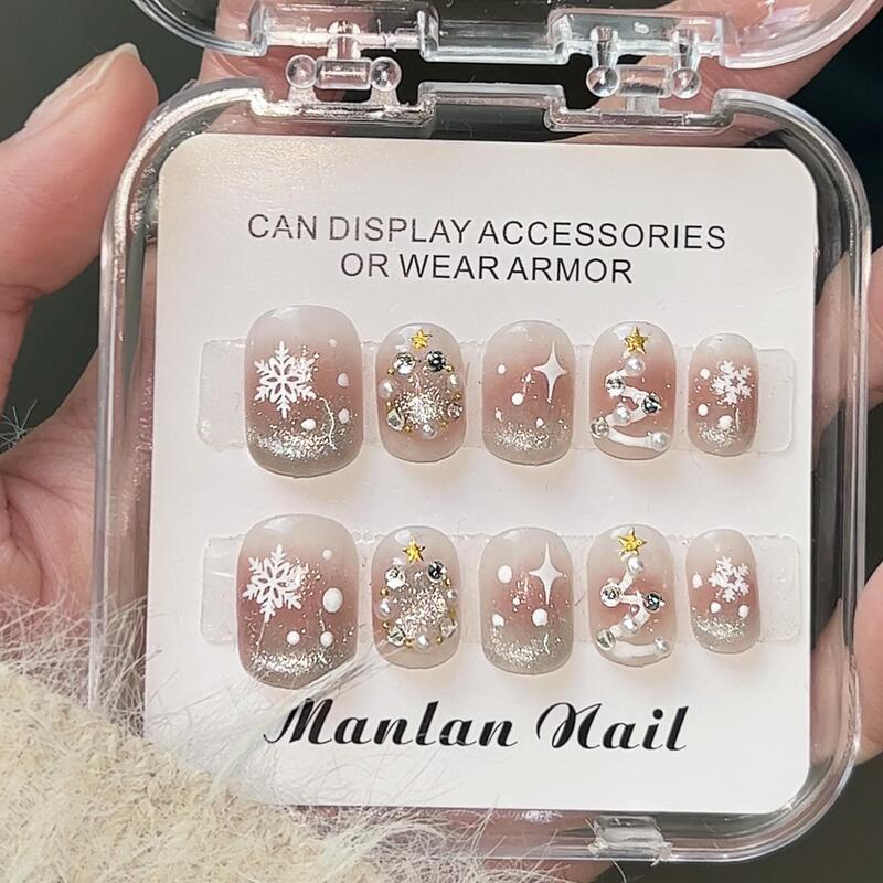 Christmas Manicure, Pure Handmade Phototherapy Wearable Nails, Christmas Eve Manicure, Fake Nails, Removable, Popular on the Internet, New for Autumn and Winter Christmas Manicure, Pure Handmade Phototherapy Wearable Nails, Christmas Eve Manicure, Fake Nails, Removable, Popular on the Internet, New for Autumn and Winter