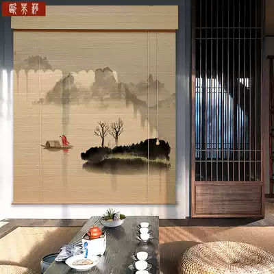 Rolling curtain printing bamboo curtain roll-up lift shading shade shade curtain hand drawn Chinese retro partition bamboo curtain