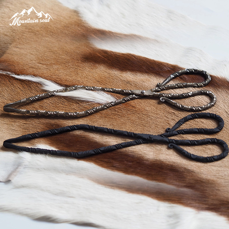 Mountain soul design hand forged outdoor camping fire pliers charcoal firewood clip firewood scissors