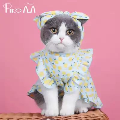 Pickup Meow pet clothes summer thin cat anti-drop hair English short Garfield small dog sleeveless fruit dress