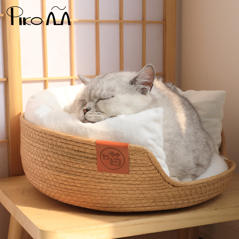 Rattan Cat Nest Season Universal Pet Mesh Red Dog Nest Removable cat bed Sleeping Mat Mini Dog Summer Weave Nest