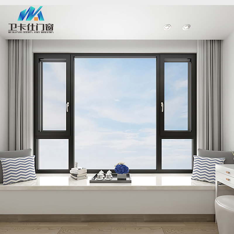 Beijing Weikas broken bridge aluminum system doors and windows aluminum alloy 70 flat open soundproof windows seal balcony custom peace