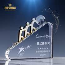 Crystal Trophy Customized Creative Medals Customized Earth Work Together to Recognise Excellent Team Employees Annual Meeting Awards