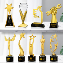 Crystal trophy customized high-end creative pure metal annual meeting excellent staff Competition Award alloy Cup engraving custom