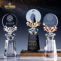 Crystal Trophy Customized Creative Photo Commemorative Customized Staff School Commendation High-end Retirement Annual Medal Production