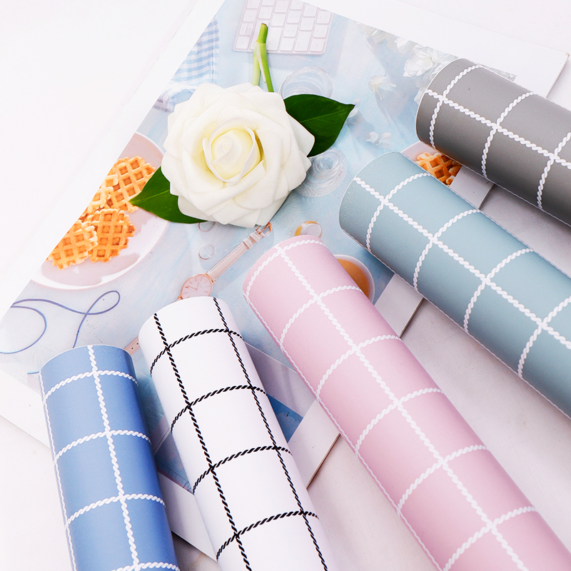 Plaid wallpaper self-adhesive pink black and white living room bedroom warm college dormitory table sticker ins wind wallpaper