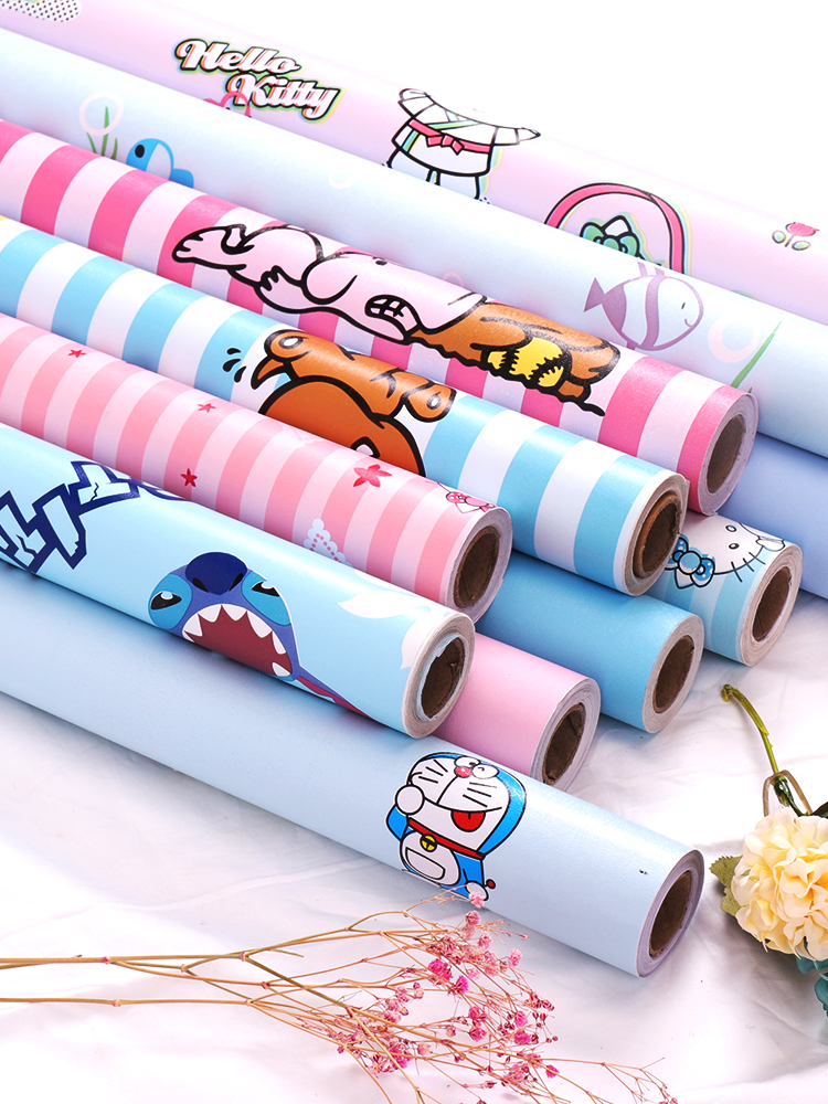 Children's room Wall Wall Decoration Bedroom Background Cozy Waterproof Damp wall Paper Dorm can scrub cartoon wallpaper Self-adhesive