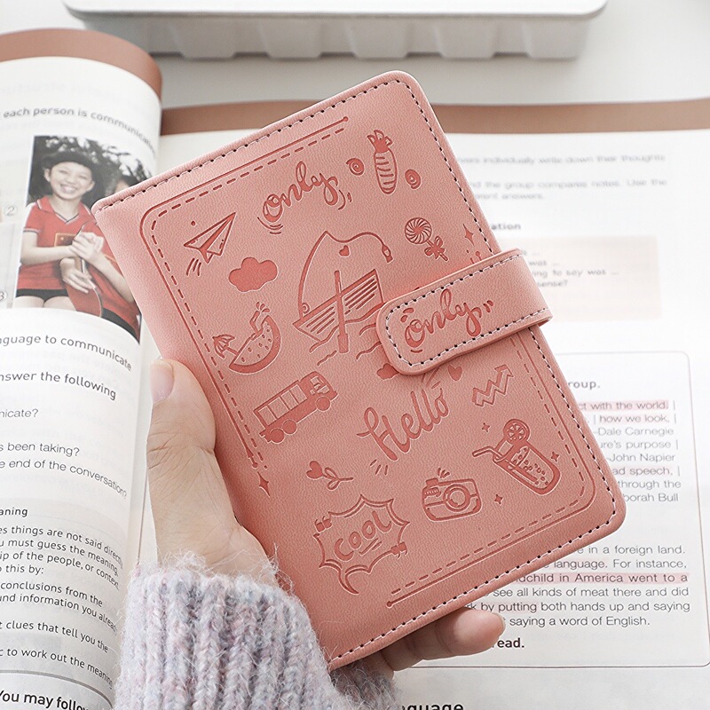 Peach Matcha Embossed Notebook, Lined Work Record Notepad, Niche High-Value Thickened Portable Small Notebook