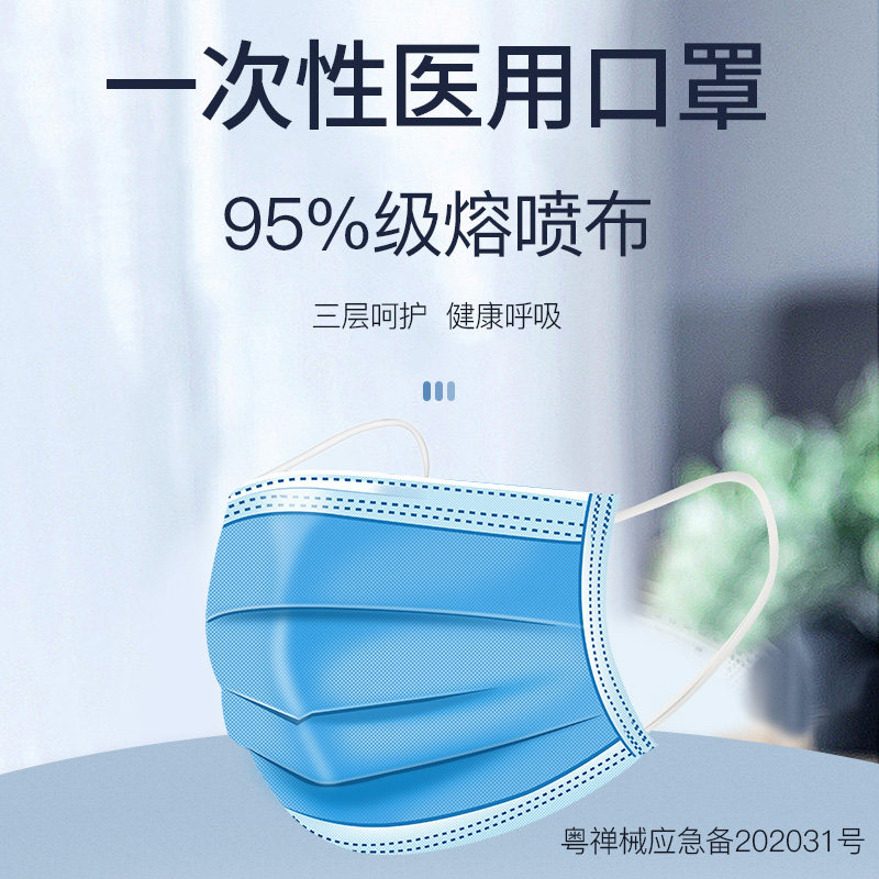 Park Xing disposable medical masks 50 packs to protect doctors for home use in summer, three-layer thin section, breathable