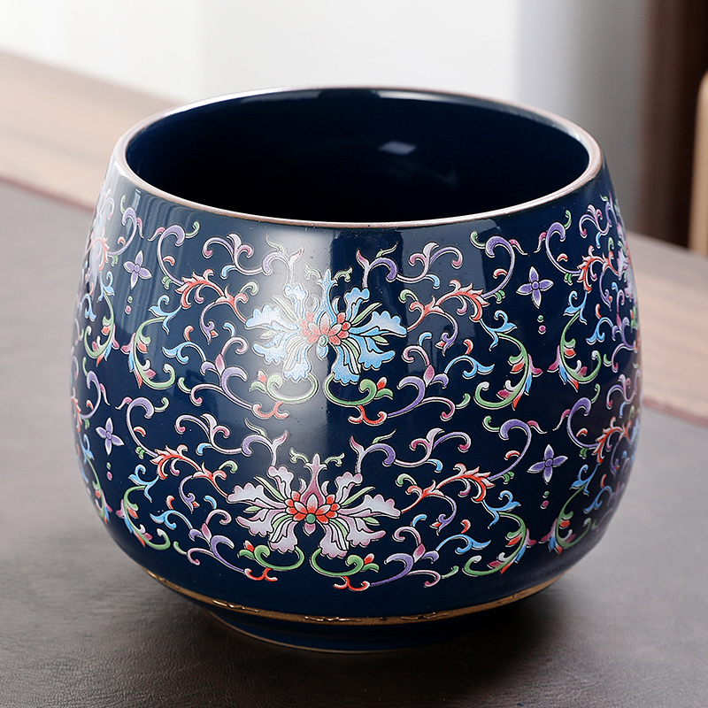 Enamel Tea Residue Container, High-End Luxury Ceramic Tea Washing Bowl, Large Capacity Tea Water Bowl, Waste Water Container, Tea Table Garbage Container