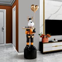 Net Red Deer Mr. Gentleman On Floor Swing room Large key containing tray Home Decorative Pint Jo Relocation New Residence Gift