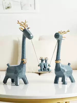 Nordic light luxury elk ornaments Creative living room Bedroom model room TV cabinet Wine cabinet Home accessories Wedding gifts