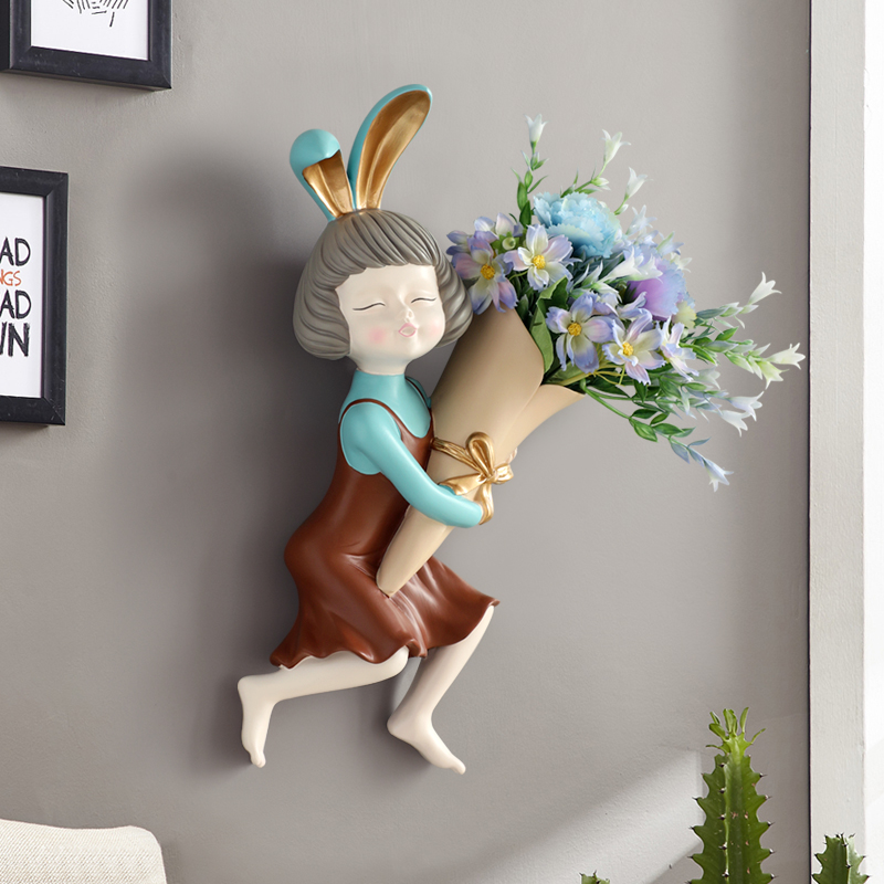 Nordic Holding Floral Wall Decoration Creative Living Room Genguan TV Background Wall Wall-mounted Vase Room Arrangement Decoration Hanging