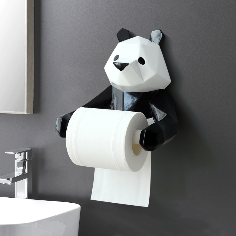 Nordic Panda Roll Toilet Paper Tissue Holder Creative Punch-Free Toilet Face Tissue Holder Wall Toilet Paper Tissue Box