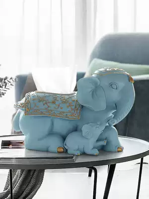 European style lucky auspicious elephant tissue box decoration creative living room coffee table with lid toilet paper box dining table napkin box decoration