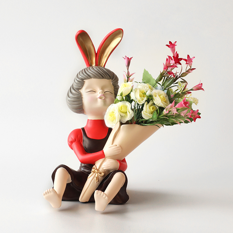 Girl's dining table for creative home living room seating room seating room TV cabinet light luxury bouquet decorations wedding gifts