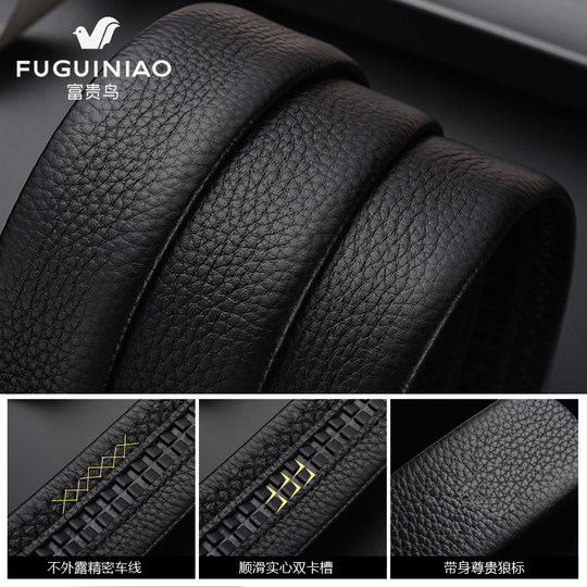 Fuguiniao Kartensteckplatz Business Casual Mode Einfacher Herrengürtel Erste Schicht Rindsleder Echtledergürtel Hosengürtel Automatische Schnalle