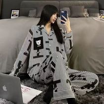 Can be worn outside in spring and autumn pajamas womens long-sleeved ins net red thin section simple high-end home wear suit summer new style
