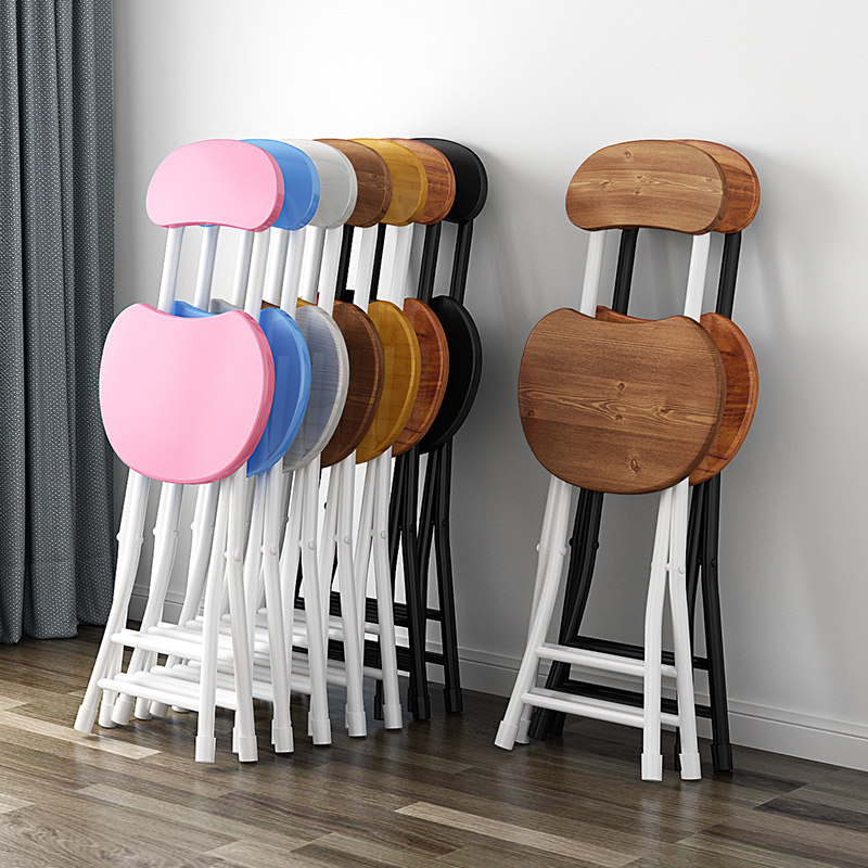 Folding chair Home dining chair portable leaning back chair Leisure chair Dormitory Stool Simple Pendulum Stall Seat Folding Round Stool-Taobao