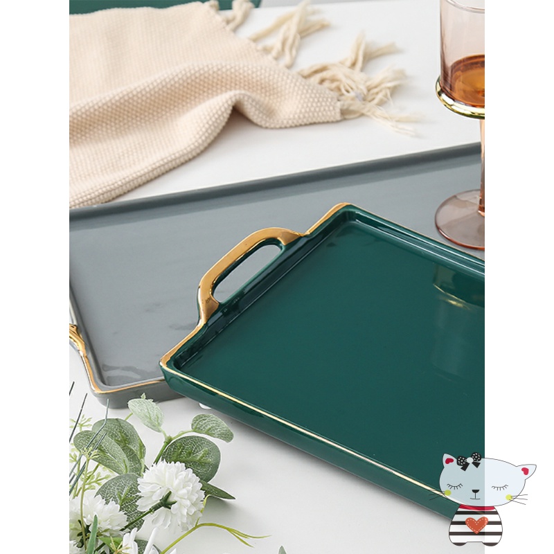 Rocky put cups porcelain rectangular dial home Nordic light key-2 luxury ins wind sitting room glass kettle fruit tray
