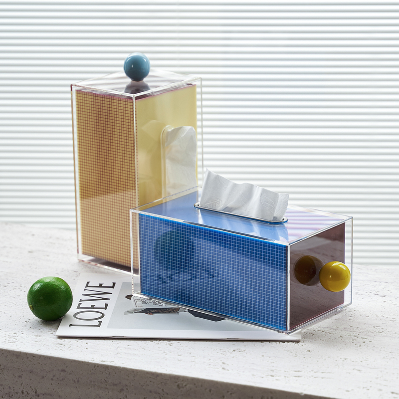 Memphis Acrylic Tissue Box Living Room Home Creative Light Luxury High-End Tissue Box Bedroom Desktop Storage Box