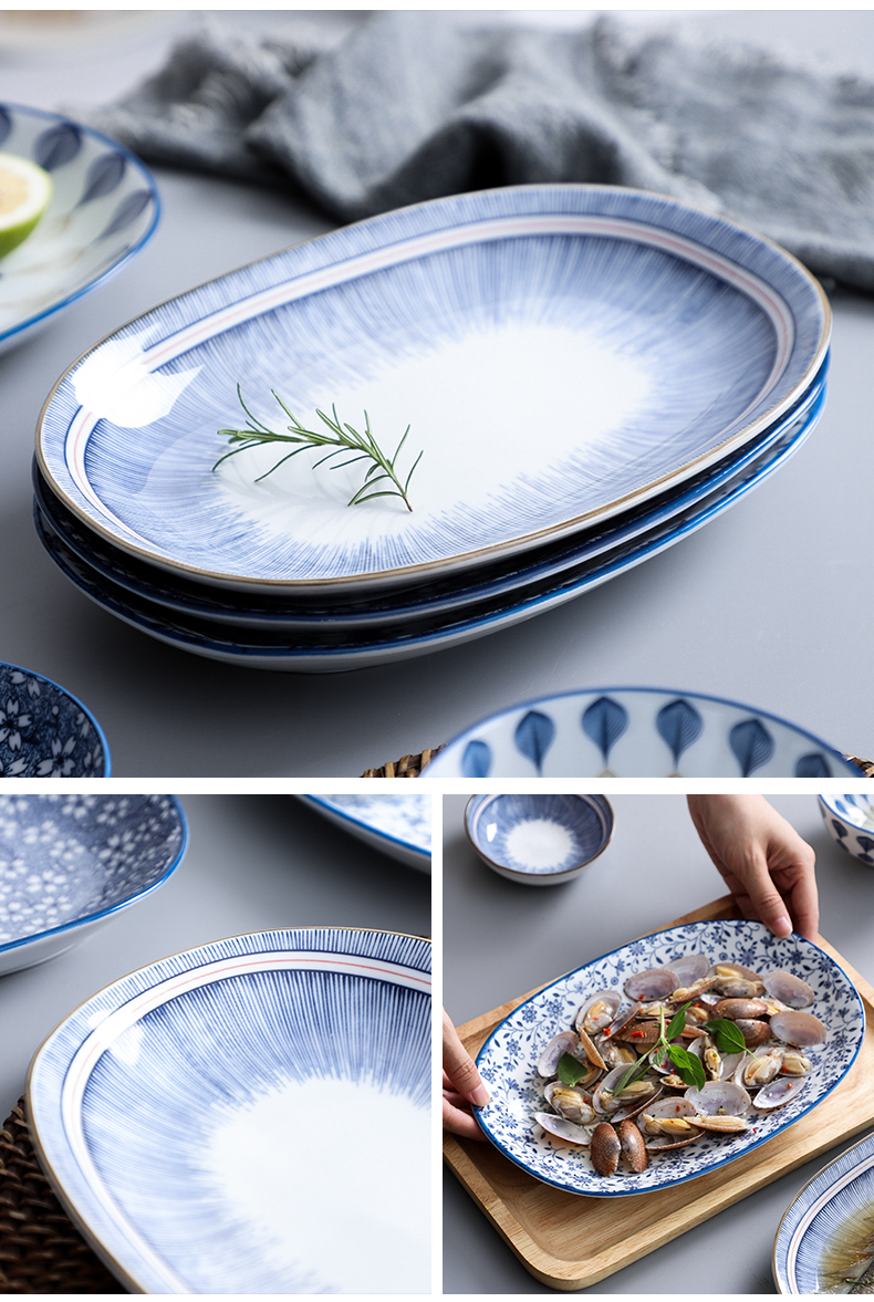 Yu Japanese ceramic plate of domestic large steamed fish, fish plate ltd. restaurant new fish plate web celebrity food dish