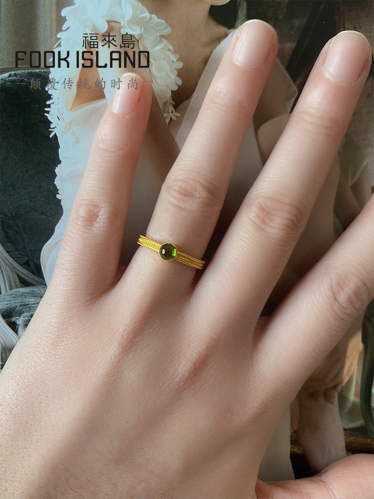 Fulai Island Gold Ring 999 court retro - round glow ring of the ancient Fagin fashion female jewelry