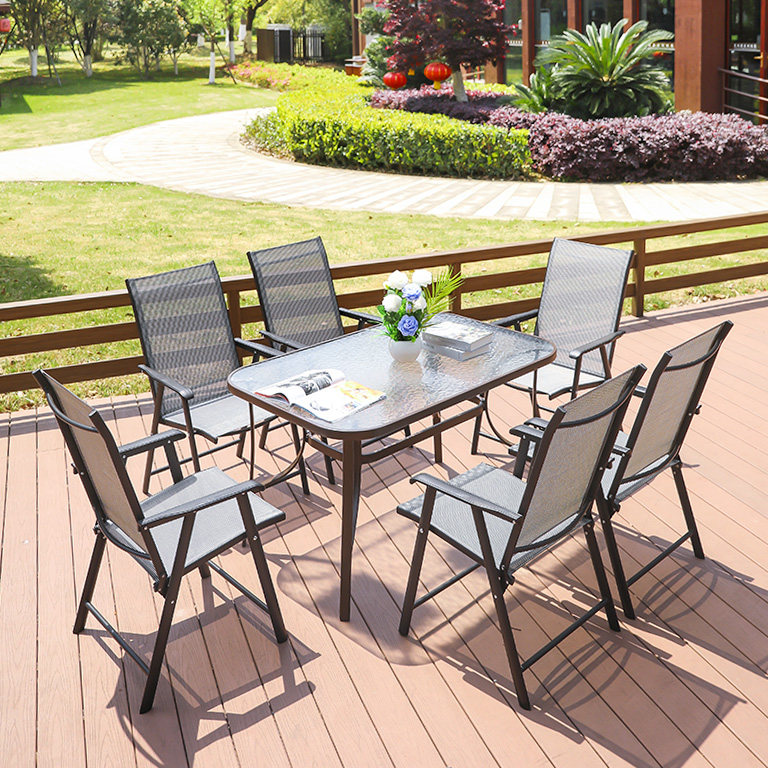 Wrought iron outdoor leisure table and chair combination outdoor courtyard balcony convenient folding table and chair simple household dining table and chairs