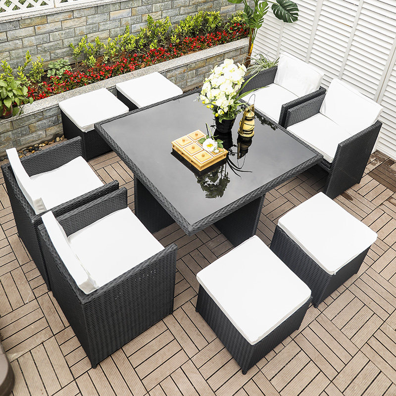 Outdoor table and chair combination rattan chair leisure yard rattan tea table outdoor waterproof sunscreen courtyard garden outdoor terrace